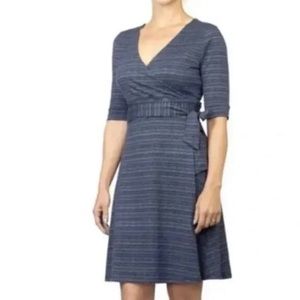 TOAD&CO Organic Cotton Blend Blue Striped Wrap Dress Size XL